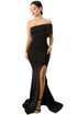 Sexy Black Off The Shoulder One Sleeve Slit Maxi Party Prom Dress